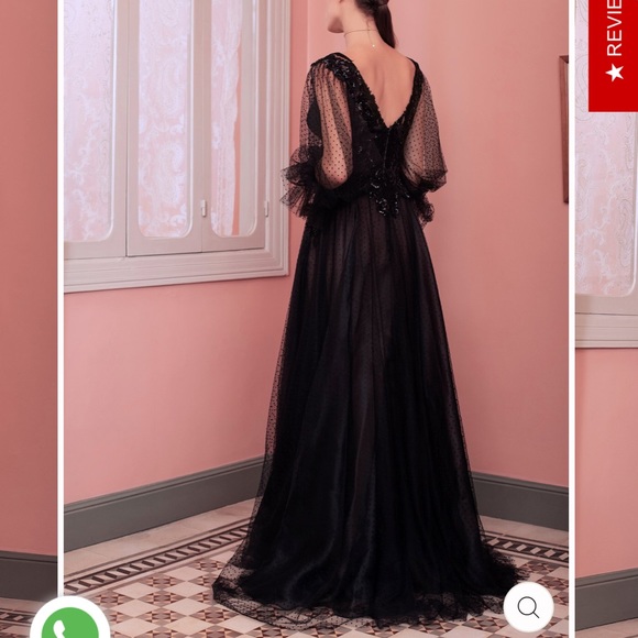 GEMY MAALOUF BLACK POLKA DOT GOWN SIZE 14 - Picture 2 of 4